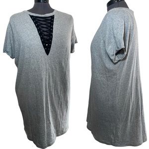 Plus size lace up t-shirt dress 2XL